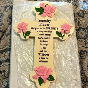 Serenity Prayer Cross Roses Decoration